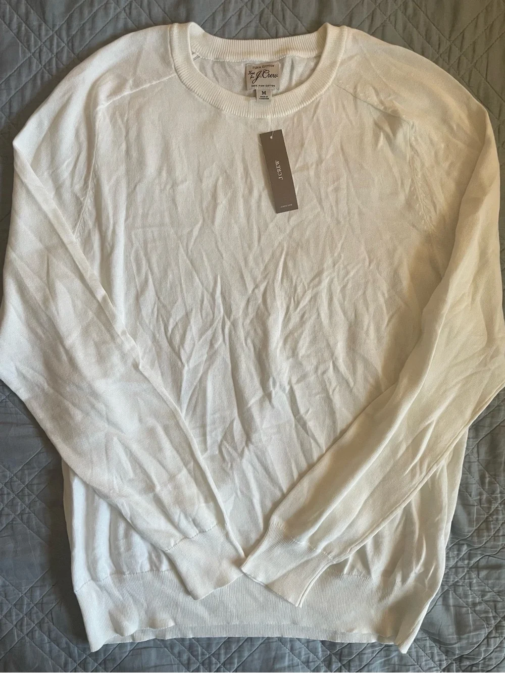 J. Crew Pima cotton crewneck sweater in Ivory Size M $79.50 NWT CP719